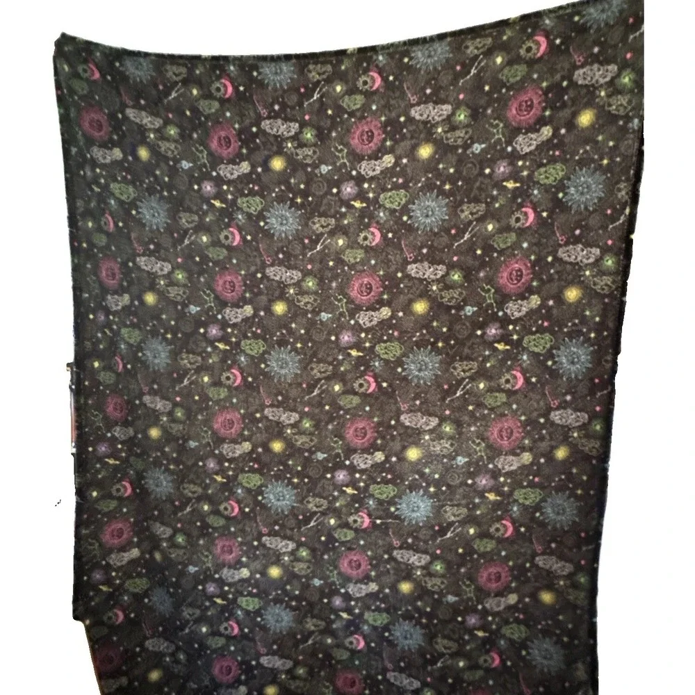 Celestial Fleece Blanket Black Neon Sun Moon Stars Galaxy Whimsigoth 60 X 50